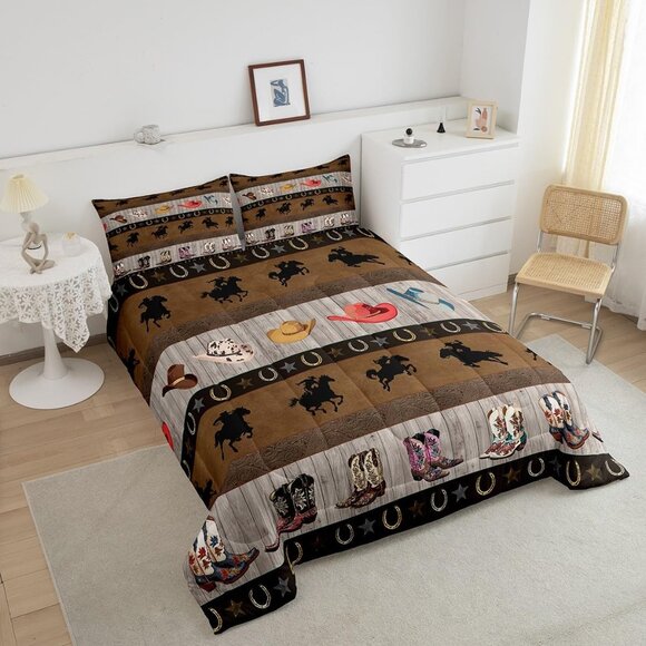 Western Cowboy Bed Comforter Set Queen Size - Picture 4 of 5